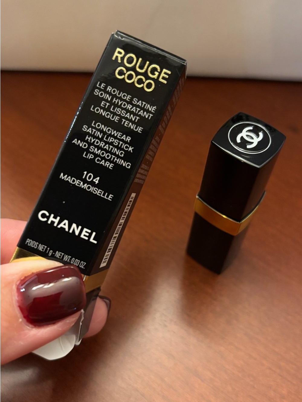 CHANEL Rouge Coco Satin, Shade 104 Mademoiselle - Deep Berry